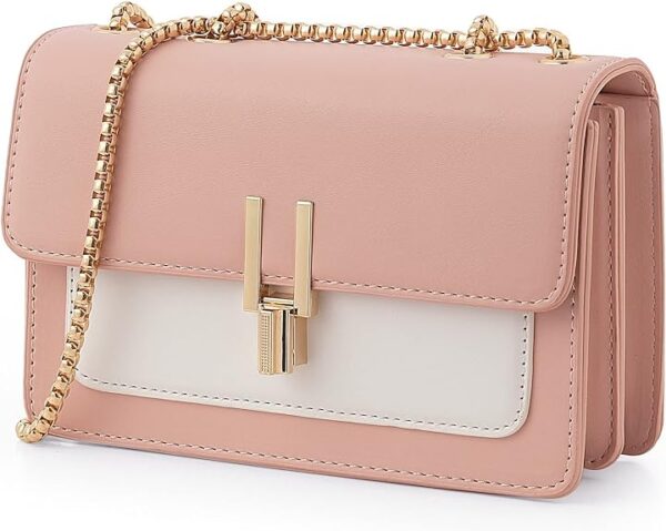 Color-Block Crossbody Bags for Women Leather Cross Body Purses Cute Designer Handbags Shoulder Bag Medium Size - Image 2